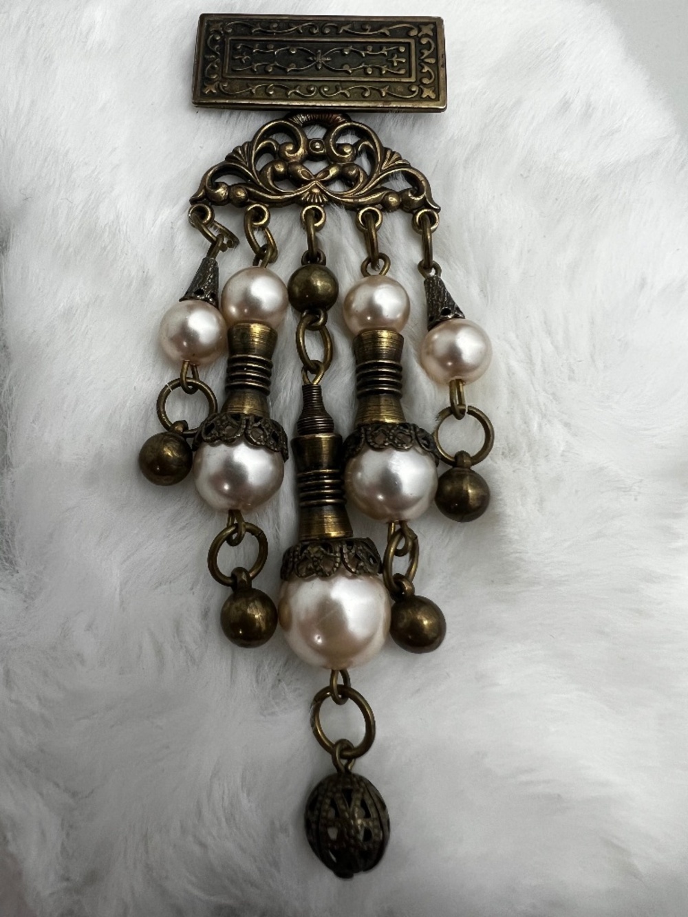 Vintage Victorian Revival Style Chatelaine Brooch Pin
